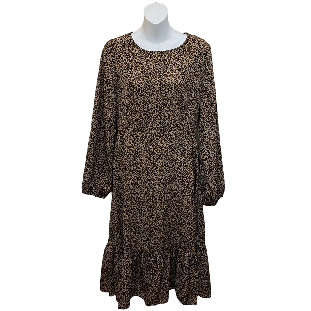 Shein Leopard Print Ruffle Hem A-line Dress Size Medium